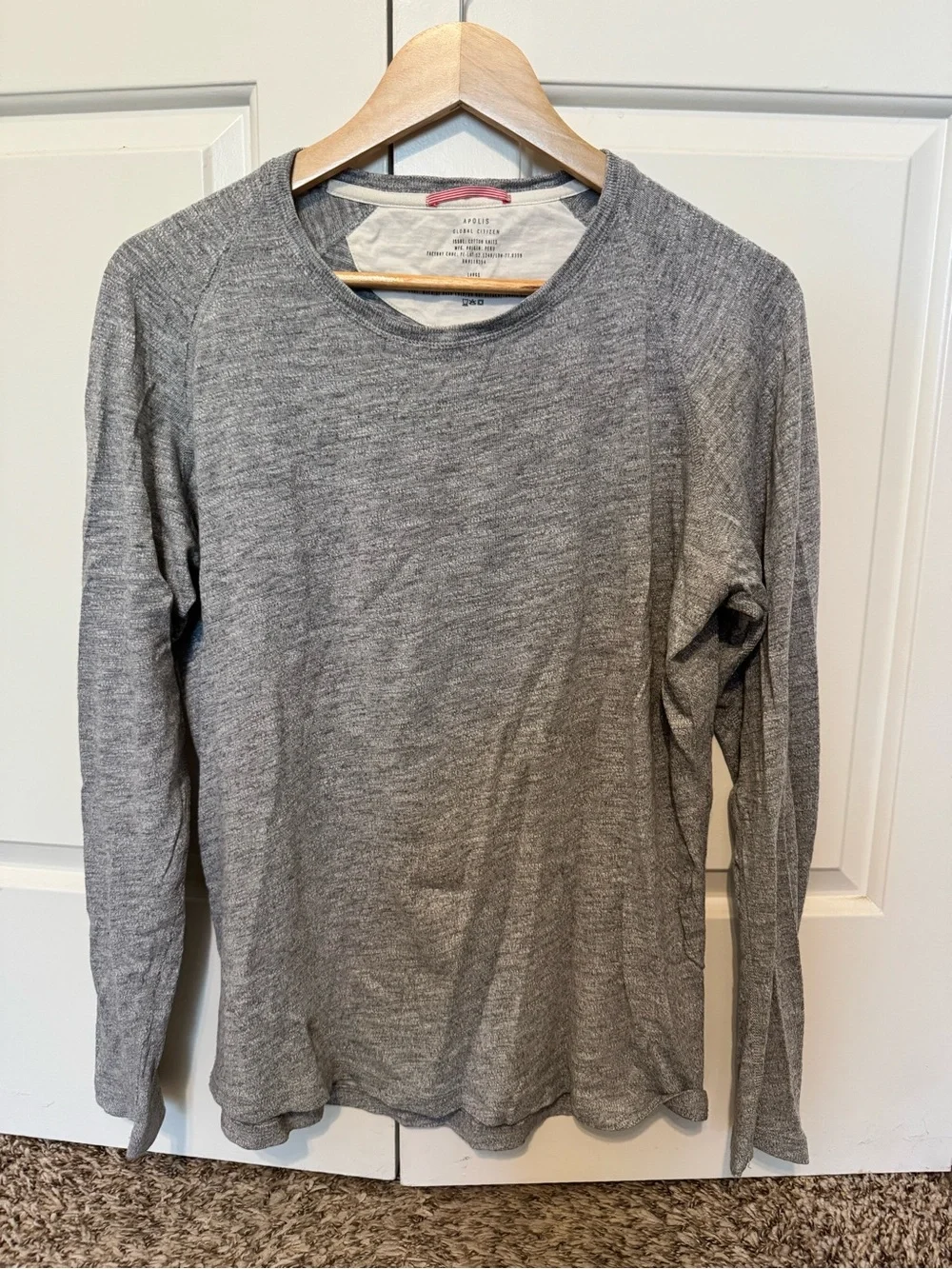 Men's Crewneck Long-Sleeve Sweater in Heather Grey